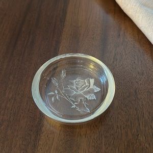 Vintage Federal Glass Company Etched Royal Rose Glass Coater Ashtray